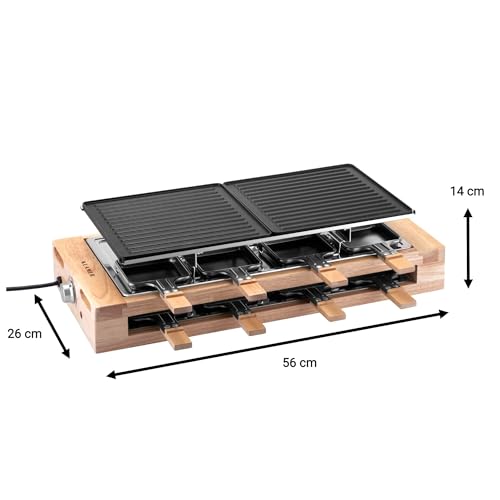 KLAMER Raclette Grill für 8 Personen mit Holzgestell und ILAG Beschichtung – Bild 4