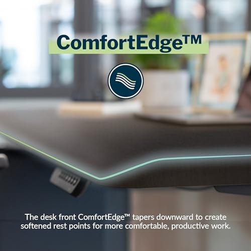 Vari ComfortEdge Adjustable Height Desk 72x30 Inches - Varidesk Black Electric Standing Desk- Sloped Ergonomic Front Edge - Sturdy T-Style Legs, Easy Assembly- 2 Packages - Thumbnail 3