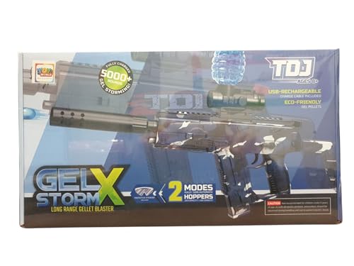 TDJ Gel X Storm Pellet Blaster, 2 Modes, 700 Pellet Capacity, 3.7V Battery, Navy Camo