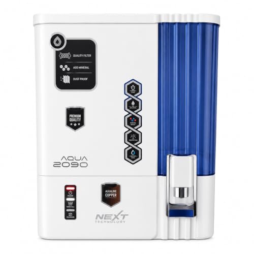 Aqua 2090 RO Water Purifier | Quality like no-one | Sediment+Activated carbon+Membrane 80 GPD (2000 TDS) +4 in 1 Mineral + Copper + Alkaline + Zinc Filters | 10L Storage Tank (Ocean Blue)