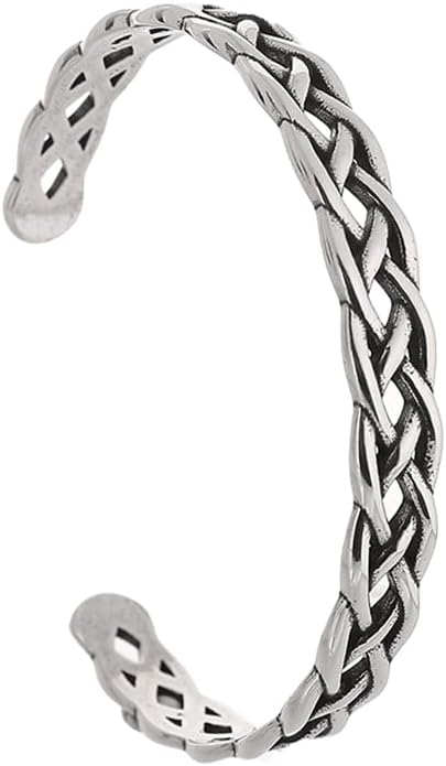 TURTLEDOVE Celtic Knot Cuff Bracelet, Stainless Steel Braided Infinity Bangle, Adjustable