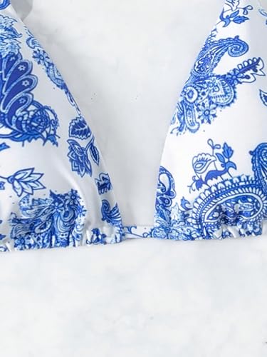 SOLY HUX Women's Summer Floral Print Halter Bikini Tops Tie Back Padded Swimsuit Top Beachwear4