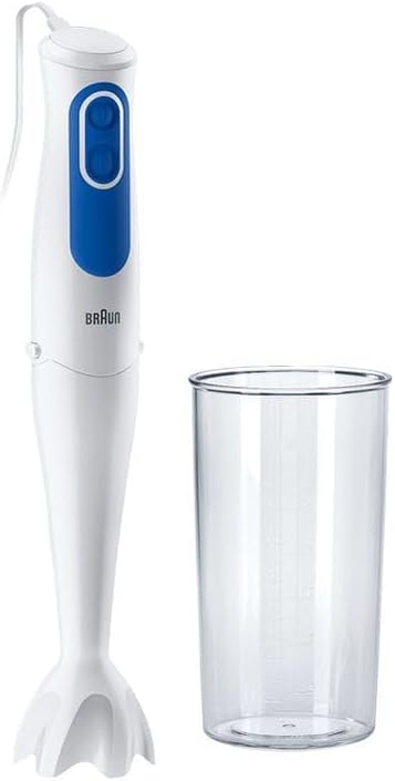 Braun Hand Blender Multiquick 3 700W With 600ml Bpa Free Beaker, Dual Speed, Splashcontrol & Powerbell Plus Technology Mq 3000 Smoothie White, Blue"Min 1 year manufacturer warranty"