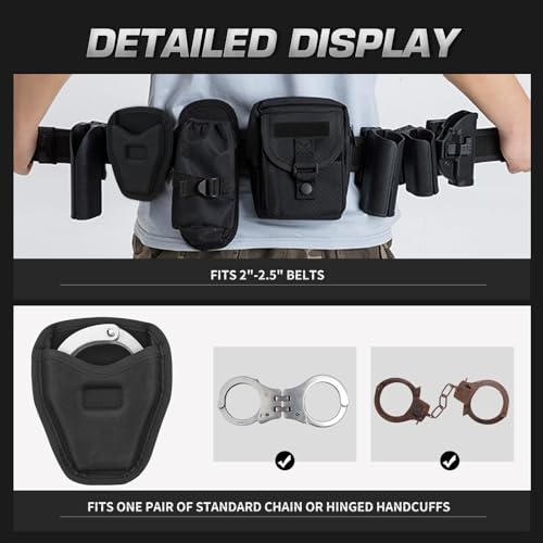 Handcuff Case, Open Top Handcuff Holder Holster, 600D Nylon Cuff Pouch for Duty Belt Accessories Fits Standard Chain or Hinge Handcuffs, Wear-Resistant Ullnosoo - Thumbnail 4