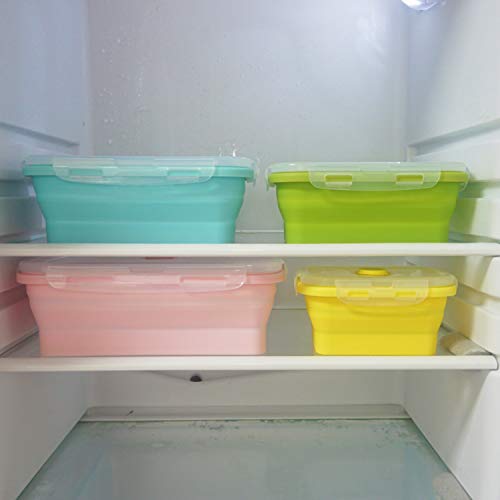 Ecomorning Reusable Silicone Food Storage Containers Collapsible Food Storage Containers With Airtight Lids Slicone Camping Bowls- Microwave And Freezer Safe, Set Of 4 #TOP6