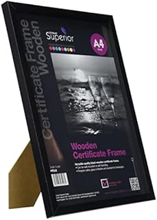 Stewart Superior A4 Wooden Certificate Frame with Perspex Safety Glass - Black