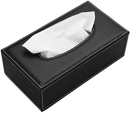 Better-love Luxury PU Leather Rectangular Tissue Box Holder Cover Case Tray Pumping for Home Office Car Automotive (Black)