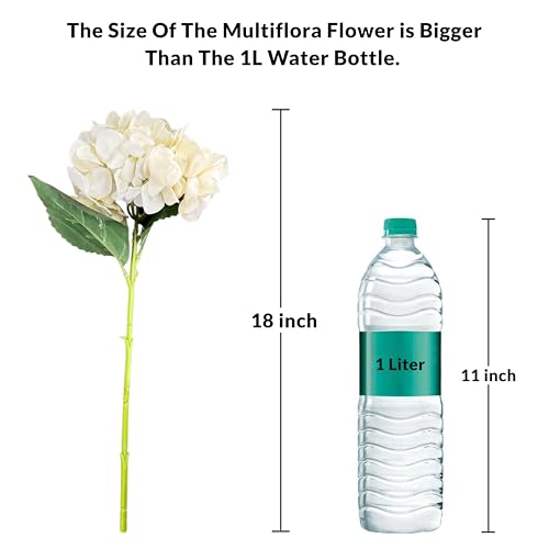 Image of Art Street Artificial White Hydrangea Flower Stick for Vases| Faux Flowers| Ideal for Home Decor |Items for Living Room |Christmas Day, New Year Decor| 6 Head Flower|Size: 18 Inch (Set of 1)