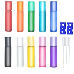 testyu 10 Pièces Bouteilles à Rouleaux Huile Essentielle Aromathérapie, Roller Bottles Bouteille en Verre Flacon Roll on en Verre avec Bille en Acier Inoxydable pour Huiles Essentielles, Aromathérapie