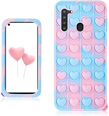 Qerrassa Blue Heart Classic Silicone Case for Samsung Galaxy S9 Plus S9+,Cute Fidget Cartoon Cover Kids Girls Fun Soft Cases Funny Design Stylish Kawaii Unique for Samsung Galaxy S9 Plus S9+