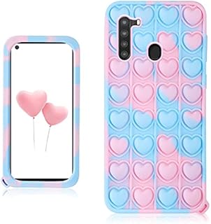 Qerrassa Blue Heart Classic Silicone Case for Samsung Galaxy S9 Plus S9+,Cute Fidget Cartoon Cover Kids Girls Fun Soft Cases Funny Design Stylish Kawaii Unique for Samsung Galaxy S9 Plus S9+