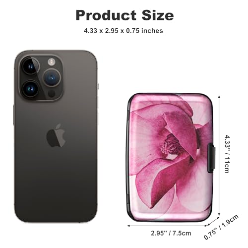 Image of ELFISH Mini RFID Aluminum Wallet Credit Cards Holder Business Card Case Metal ID Case for Men Women(Pink Magnolia)