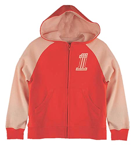 Harley-Davidson Little Girls' #1 Logo Colorblocked Zip-Up Knit Hoodie - Pink