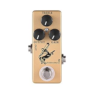 Overdrive/boost pedal with great harmonic overtones but a little smoother than Silver Horse Simple operation - 3 control knobs (gain, treble, output) 9V DC supply only, no battery compartment True bypass