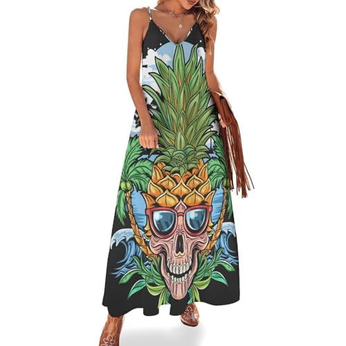 Robe crâne ananas longue et légère sans manches pour rester fraîche en voyage au soleil