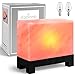 100% Authentic Natural Himalayan Salt Lamp; Hand-Carved Modern Rectangle in Pink Crystal Rock Salt from The Himalayan Mountains; Footed Wood Base, UL-Listed Dimmer Cord + Extra Bulb; 11.5 lbs