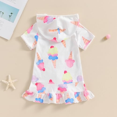 Image of Nicoxijia Kids Toddler Little Girl Swim Cover Up Terry Zip-Up Hooded Beach Bathing Suit Swimsuit Wraps Zipper Coverup Dress