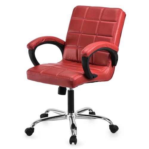 Image of GOYALSON Comfortable Revolving Office Chair Adjustable Swivel Chair with Padded Seat & Backrest for Home Office (1, Red, Standard)