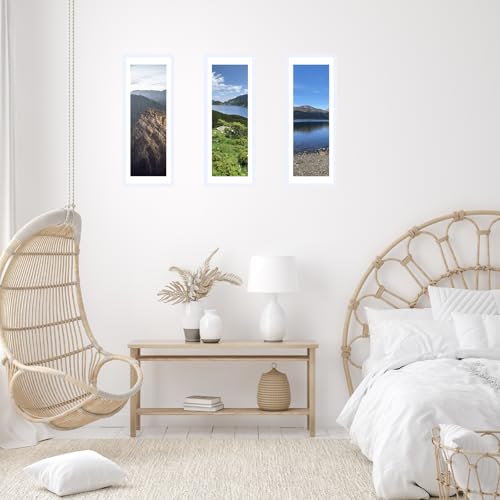 Image of JCJMY 9x27 Picture Frame with 8x24 Mat, Display Photo 8x24 with Mat or 9 x 27 Without Mat, Wall Hanging Large 9 by 27 Poster Frame with Plexiglass, White