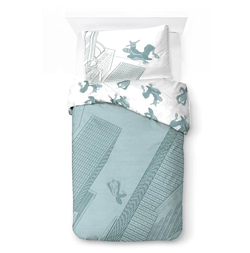 Jay Franco Kids Marvel Spiderman Juego de Funda nórdica - Ropa de Cama Supersuave con Funda de Almohada, Solo Funda, edredón no Incluido, Verde, 2 Piezas, Individual