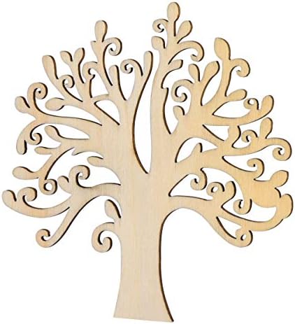 WINOMO 10pcs Wooden Tree Embellishments DIY Blank Crafts Wood Tree Cutout Decor