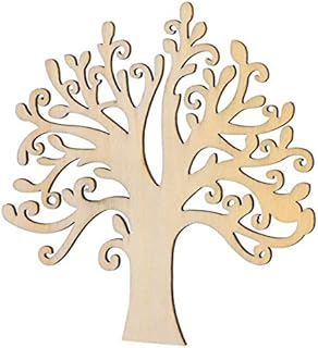 WINOMO 10pcs Wooden Tree Embellishments DIY Blank Crafts Wood Tree Cutout Decor