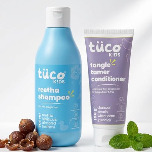 Image of Tuco Kids Shampoo & Conditioner | (2-15 Yrs) | Infused with Hibiscus, Amla, Jojoba Oil | Paraben & Sulphate free | 400ml each (combo pack)