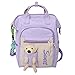 XKUN Rucksack Damen Süße Puppe Verzierte Frauen Rucksack Mode Patchwork Kontrastfarbe Junger Mädchen Reisen Rucksack Schulmädchen-Lavender,China,Only Backpack