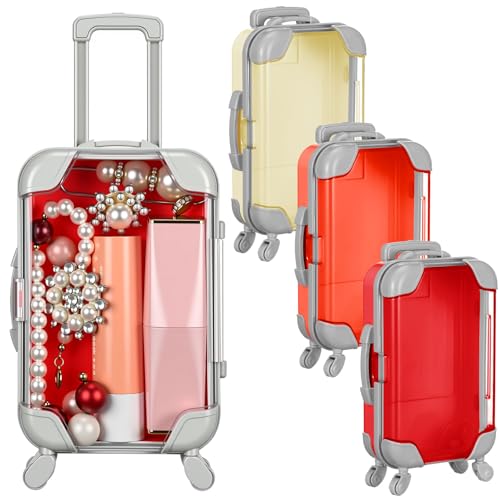 Honeydak 3 Pcs Mini Plastic Suitcase Clear False Eyelashes Tray for Jewelry Hairpins(Warm Color 4.7 x 2.8 x 1.3 Inch)