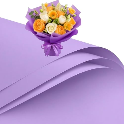 KUNYYI Purple Premium Floral Wrapping Paper for Bouquets Flower Gift Bags Wedding Party Event Decorations - Vibrant Colors 20 Sheets 22x22 Inch