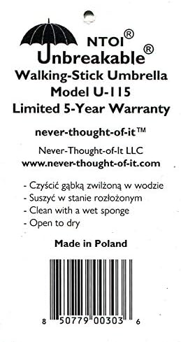 Unbreakable® Walking-Stick Umbrella U-115 (crook handle) Made in Poland