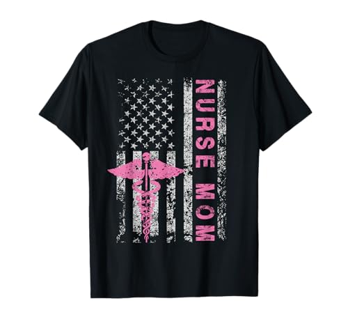American Baby Nurse Mom USA Flag Funny Patriotic Vintage T-Shirt