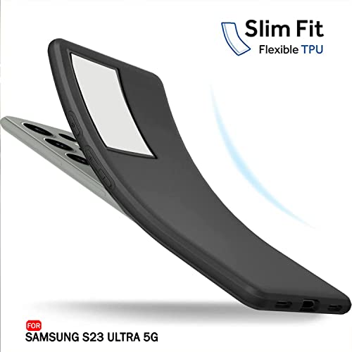 Image of TheGiftKart Sleek Back Cover Case | Slim Fit Protective Design | Ultra Matte Finish| Soft Silicon Back Cover for Samsung S23 Ultra 5G (TPU | Black)