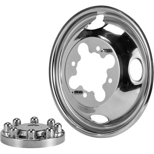 Image of 16 inch Polished Stainless Steel Dually Wheel Simulator,4pcs Screw On Wheel Cover,8 Lug 4 Hand Hole Hubcaps fit for 2001-2007 Chevry GMC 3500 Truck&2003-2021 G3500 /G30 Van