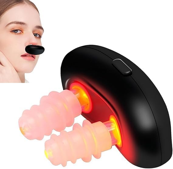 Portable Infrared Nasal Light Therapy Device, Black, USB Rechargeable, Battery Powered, Red Light Treatment for Sinus Relief and Congestion Support, 5x5x5 cm
