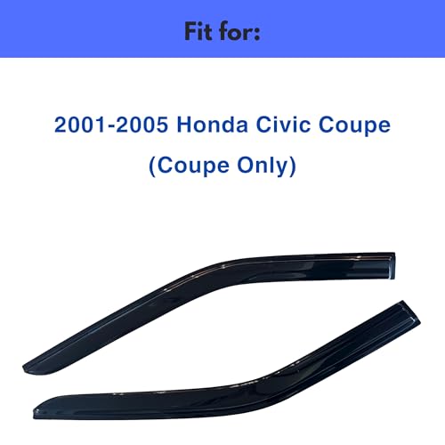 Image of IG Window Visors Fit for 2001-2005 Honda Civic Coupe, Out-Channel Rain Guards Vent Wind Deflectors 2PC, Car Accessories for 01-05 Civic Coupe (Coupe Only)