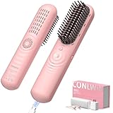 CONLWIN Cordless Hair Straightener Brush with Cool Air Long-Lasting Style, Portable Mini Travel Hair Straightener for Thick Curly Hair, 350M Negative Ions for Frizz-Free, Fast Heating, Gift for Women