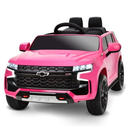 Blitzshark 12V Kids Ride on Car Compatible for Chevrolet Tahoe Battery Powered Electric Vehicle for Kids, with 7AH Big Battery, 2.4G Remote Control, Spring Suspension, Bright Lights, Music, Pink