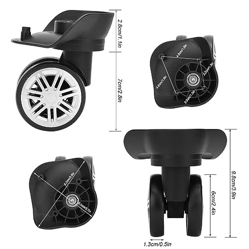 1 Pair Luggage Suitcase Wheels, Outdoor Mutes Double Row Trunk Large Wheel Luggage Wheel Spare Part Universal Wheel Replacement Luggage Suitcase Wheels Suitcase Accessory for Luggage Suitcase Trolley4