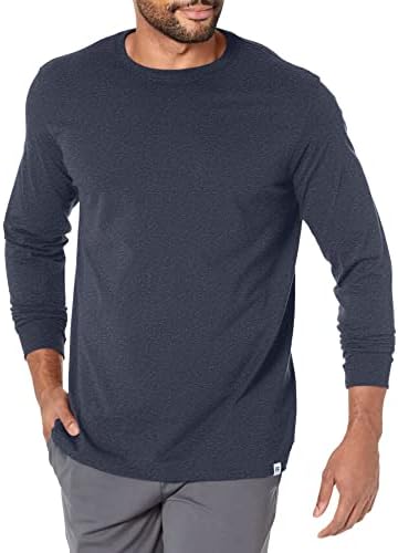 Russell Athletic mens Cotton Performance Long Sleeve T-Shirt, Black Heather, XL