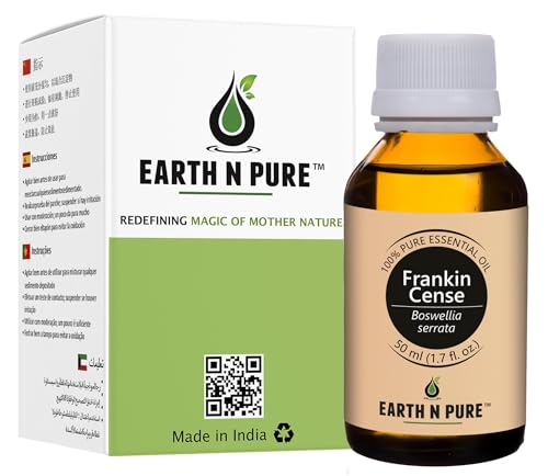 Image of Earth N Pure Frankincense Essential Oil (Loban Oil) Undiluted, Natural and Therapeutic Grade with Glass Dropper - 50 ml