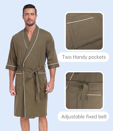 CF Mens 100% Cotton Pajamas Set Sleepwear Button Down Pj Sets Long Sleeve Lounge Set Soft Nightwear with Pockets & Front Fly4
