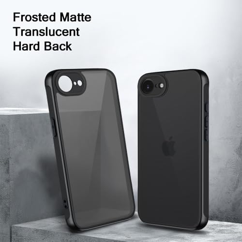 Image of TheGiftKart Hybrid Matte Frosted Translucent Back Cover Case for iPhone 16e / iPhone 17e | Shockproof Design | Camera Protection Module | Hard Back Cover Case (PC & TPU, Frost Black)