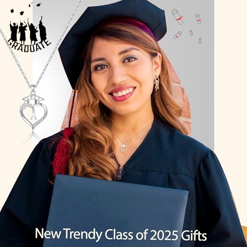 Graduation Gifts, Graduation Gifts for Her Initial Necklaces for Women Class of 2025 Gift Letter A - Z High Shool Senior Master Degree Graduate Necklace for Daughter Sister Granddaughter Girlfriend