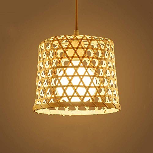 BRICOLAGE en osier rotin bambou naturel lustre lampe lustre suspendu for asiatique suspension tropicale lampe de plafond E27 fil suspendu réglable Cover