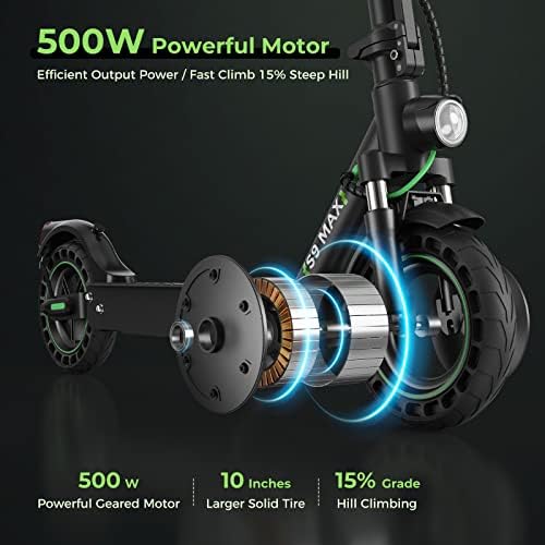 isinwheel Electric Scooter Adult, Up to 35/40km Range,10.4Ah Battery, 10inch Solid Tires, E Scooter Adult with Dual Suspension, Dual Braking System&App
