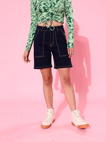 Image of Dolce Crudo Above Knee Denim Shorts for Women