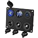 Linkstyle 12V Cigarette Socket Panel, 3-Socket Cigarette Lighter Splitter & 12V 4.2A Dual USB Car Socket & LED Lighted ON Off Rocker Toggle Switch Panel with LED Voltmeter for Truck Car Marine Boat RV