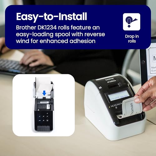 Image of Brother Genuine DK-123424PK Die-Cut Name Badge Paper Labels, 2.3 inch x 3.4 inch (60 mm x 86 mm) Adhesive White Paper Labels, 260 Labels per Roll, 24 Rolls per Box