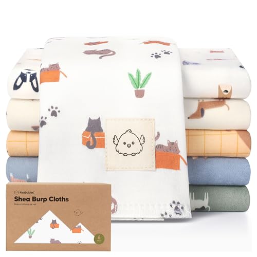 Image of Organic Burp Cloths Baby Boy, Girl - 6-Pack Large 100% Cotton Burping Cloths for Babies, Spit Up Rags, Super Absorbent, Ultra Soft Newborn Rag, Gender Neutral, Machine Washable, Durable (Pets & Paws)